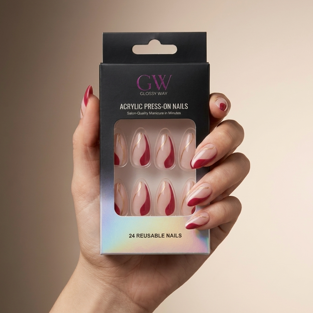 Confezione di unghie finte in acrilico Glossy Way rosse