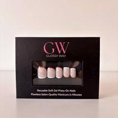 Cappuccino Grace Press-On Nails made by Glossy Way inside the original package.