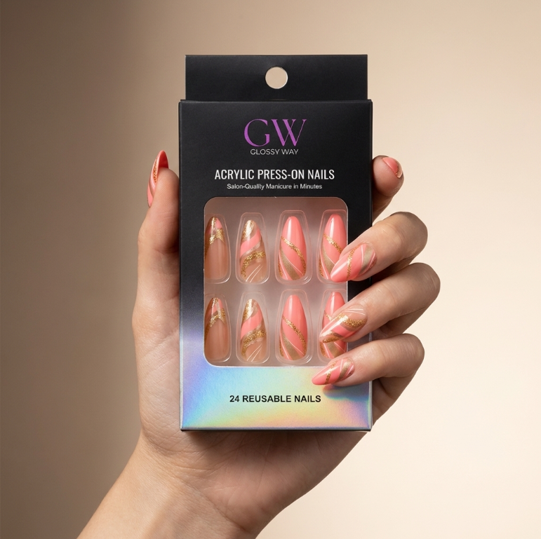 Coral Glow Press-On Nails