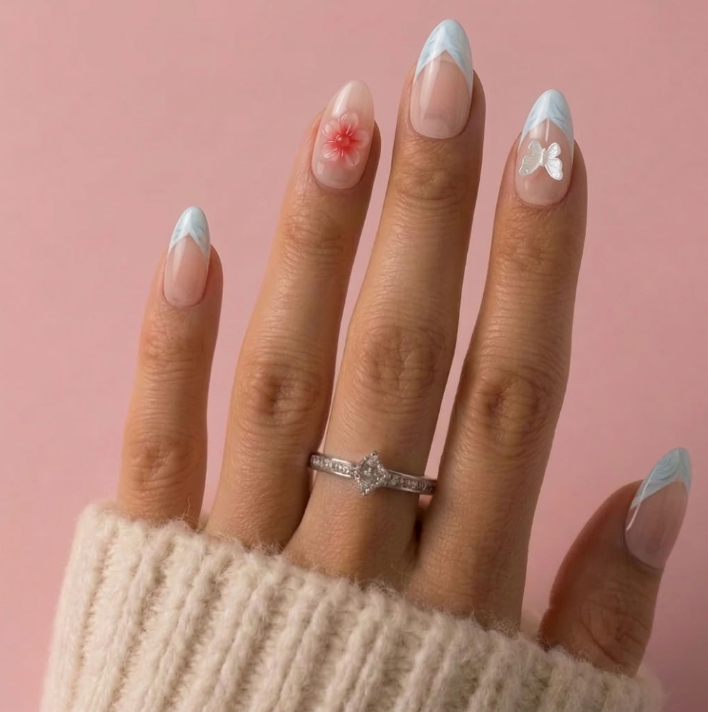 3d butterfly press-on nails
