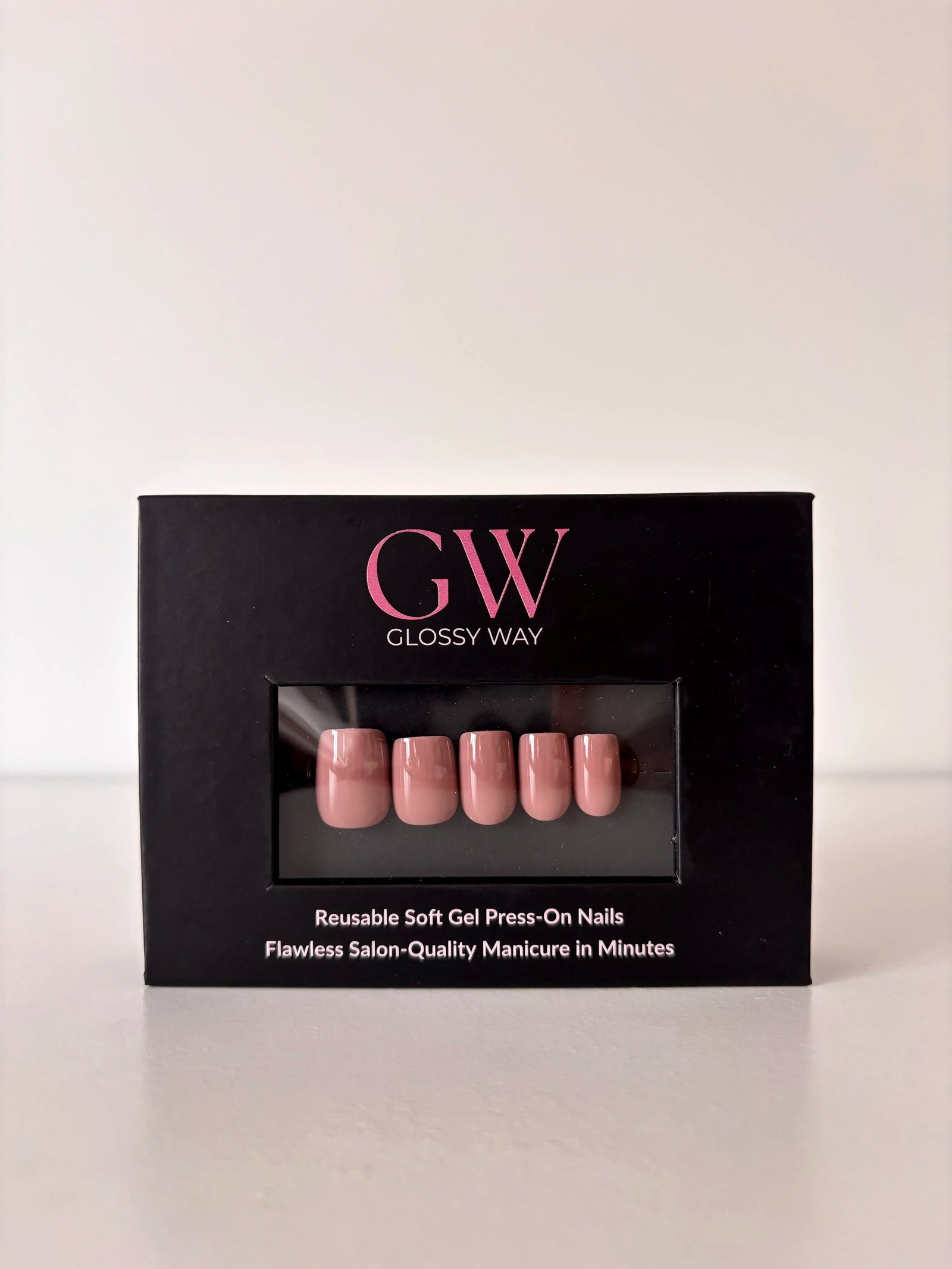 Gloss au Lait Press-On Nails made by Glossy Way inside the original package.