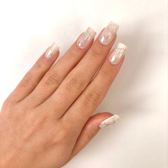 Glossy Way Lumiere luxurious white 3d Press On Nails