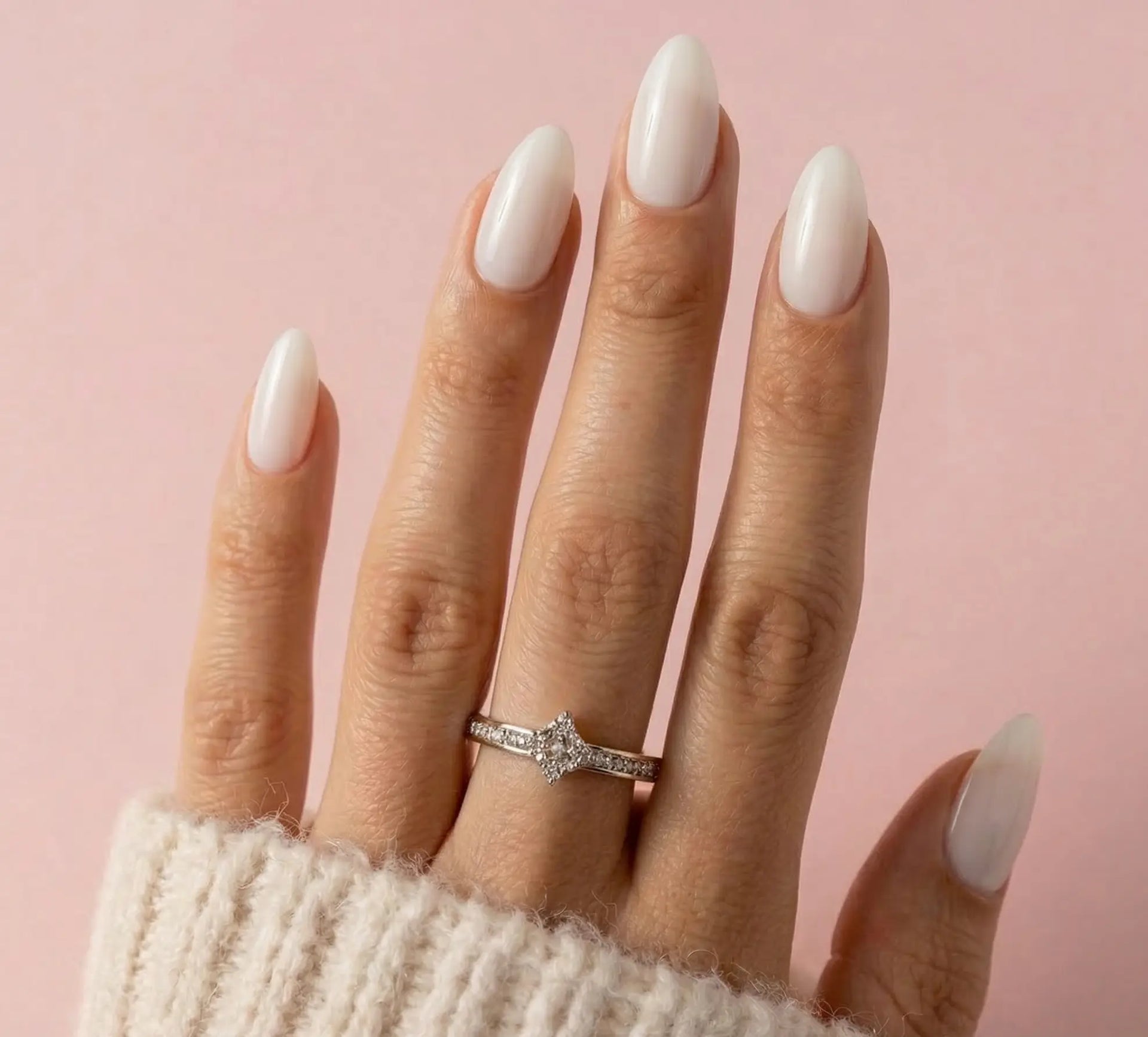 Moonlit Pearl White Press-On Nails