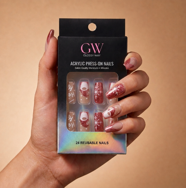 christmas design press on nails with santa picture