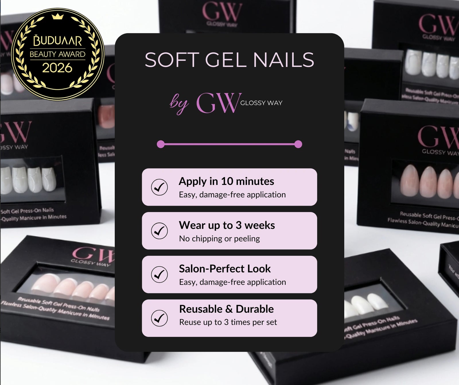 Soft Gel Press-On Nails by Glossy Way Info