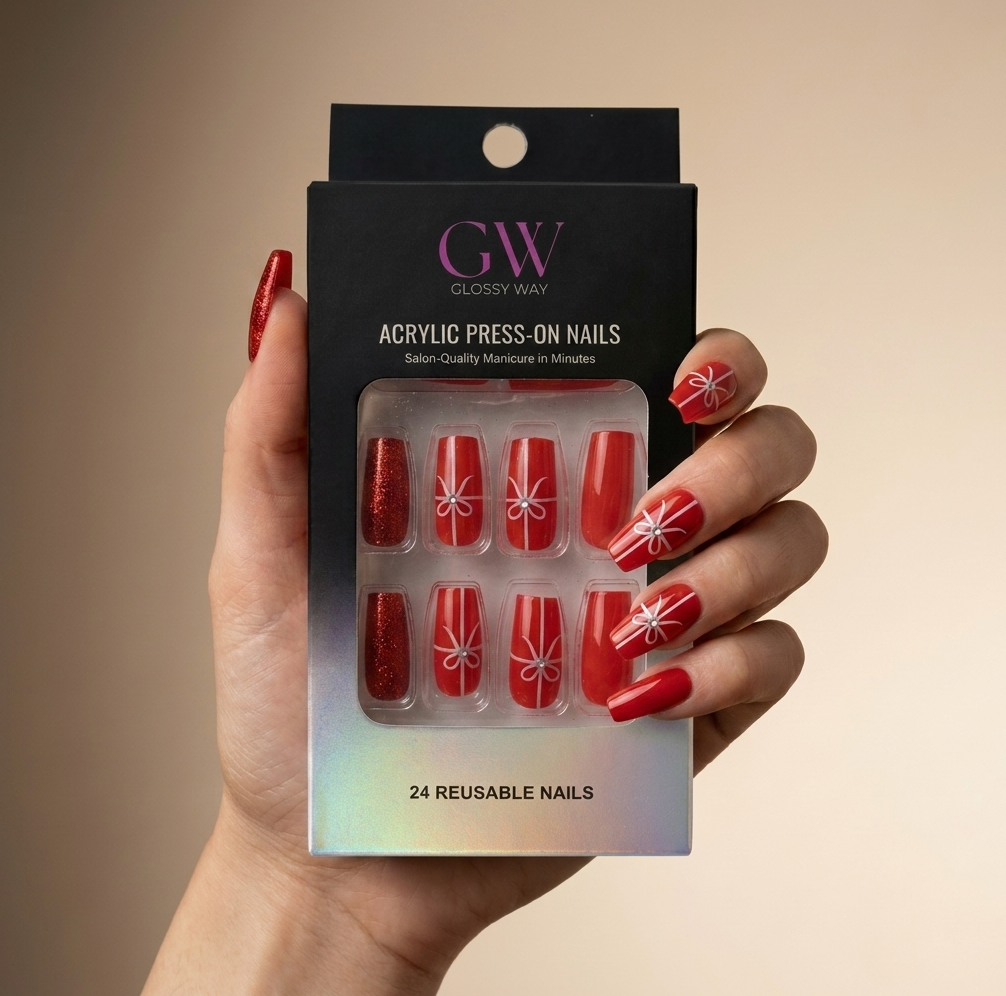 Wrapped in Red Press-On Nails2