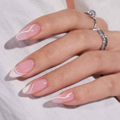 Luxe Lines – Long Almond Press-On Nails